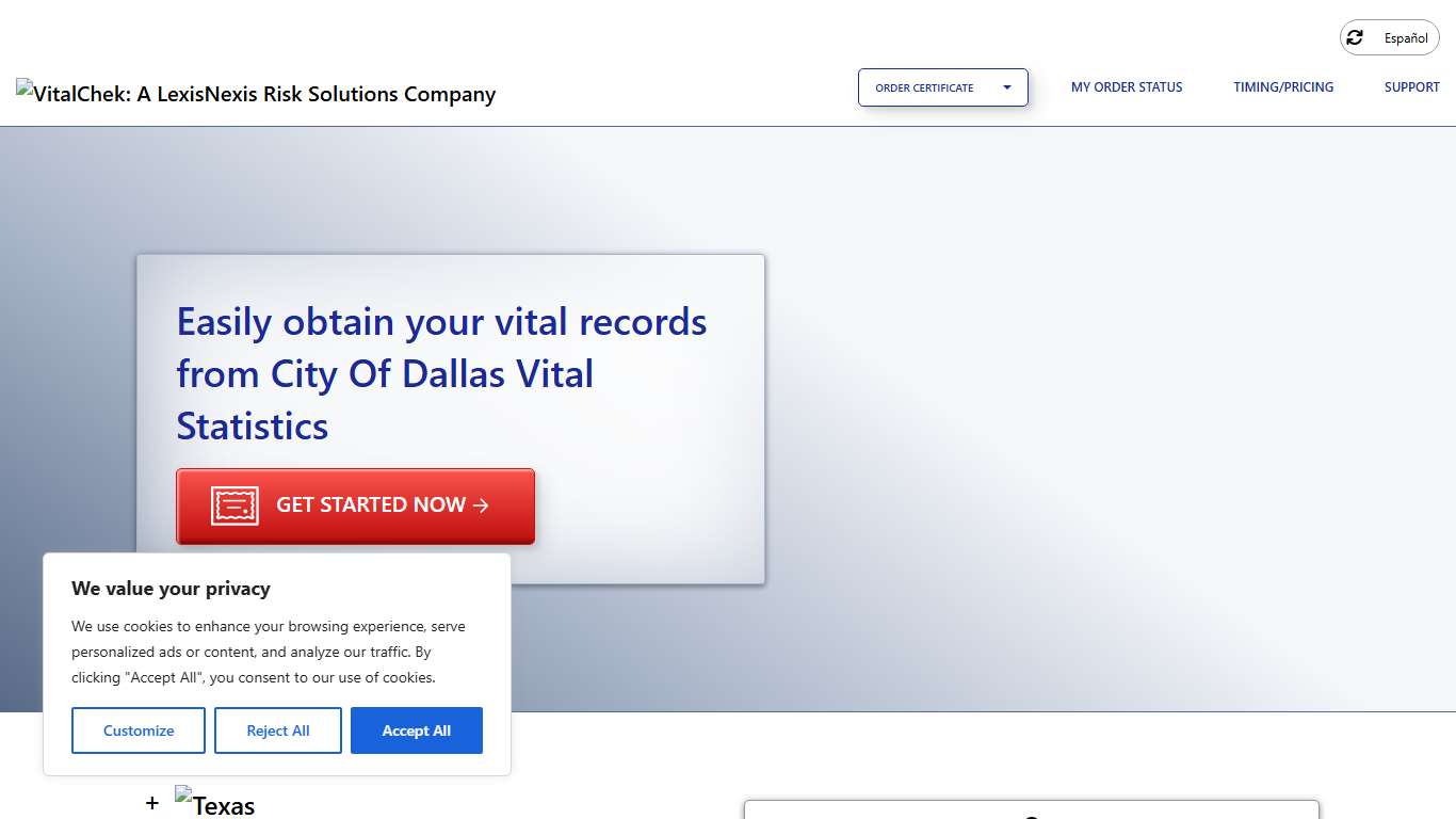 City Of Dallas Vital Statistics (TX) | Order Certificates - VitalChek